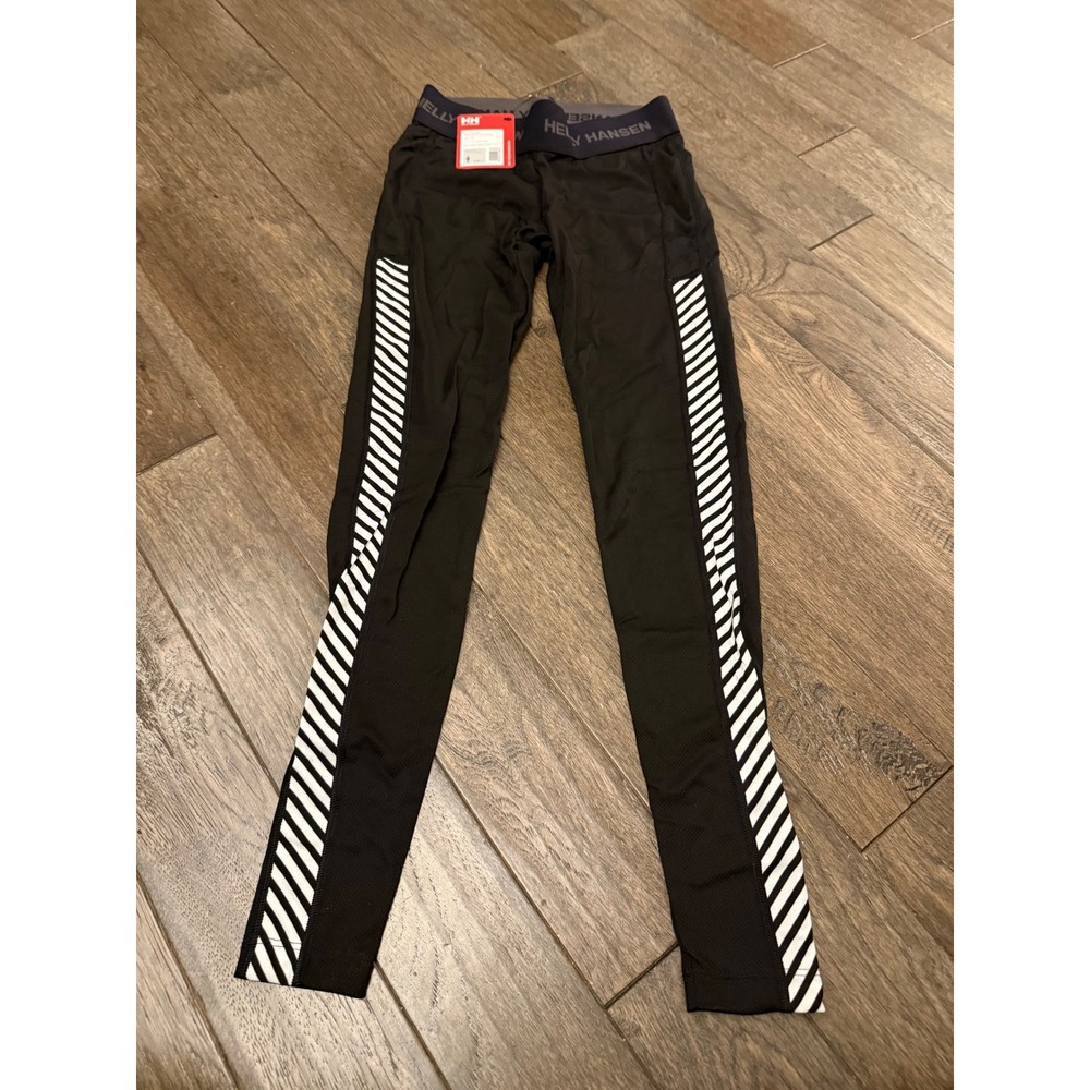 Helly Hansen Lifa Pant Women S Black Baselayer Leggings Stripe 48331-990 NEW